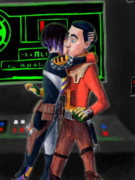 ezra bridger and sabine wren|ezra and sabine kiss.